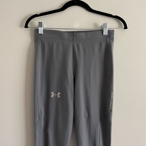 Under Armour HeatGear Men Size S Gray Ankle Zip Run Compression Leggings - Picture 4 of 11